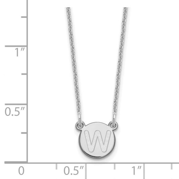 Kazi Luxury 14k White Gold Tiny Circle Block Letter W Initial Necklace - Picture 2 of 5